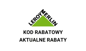 Logo Leroy Merlin z napisem "KOD RABATOWY AKTUALNE RABATY".