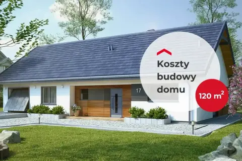 Nowoczesny dom z garażem, 120 m². Sprawdź gotowe domy cennik i koszty budowy.