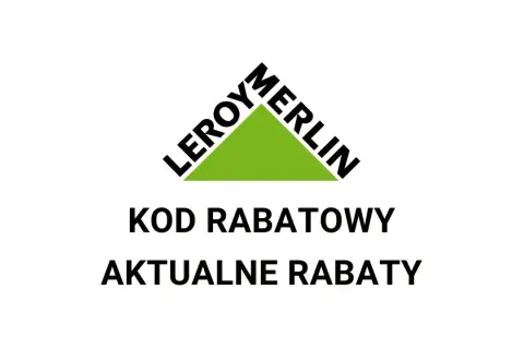 Logo Leroy Merlin z napisem "KOD RABATOWY AKTUALNE RABATY".
