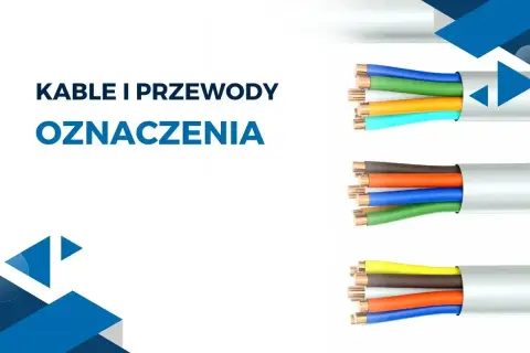 Kolory kabli: niebieski, zielony, pomarańczowy, turkusowy, brązowy, żółty. Różne rodzaje przewodów z widocznymi żyłami.