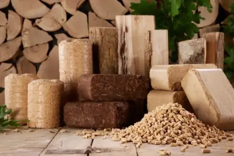 Różne rodzaje brykietów i pelletu drzewnego. Zastanawiasz się, ile kosztuje tona pelletu? Oto odpowiedź w formie wizualnej.