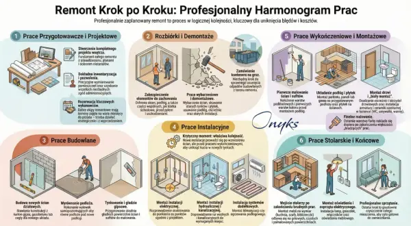 Profesjonalny remont domu krok po kroku: od projektu po sprzątanie. Planowanie, rozbiórki, budowa, instalacje, wykończenia i montaż mebli.