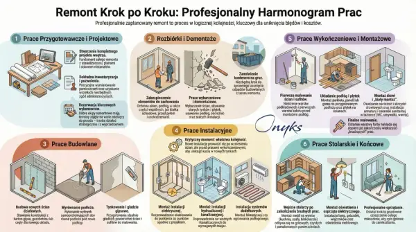 Profesjonalny remont domu krok po kroku: od projektu po sprzątanie. Planowanie, rozbiórki, budowa, instalacje, wykończenia i montaż mebli.